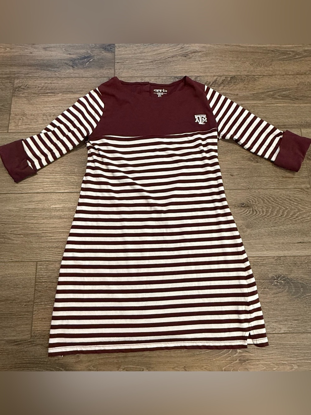 Garb Girls' Maroon & White Striped Casual Dress with A&M Aggies Logo